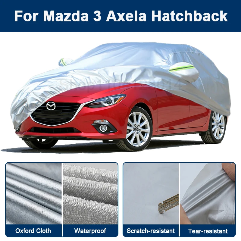 

Outdoor Full Car Cover For Mazda 3 Axela Hatchback with Reflective Strips Waterproof Snowproof Dustproof UV Protection