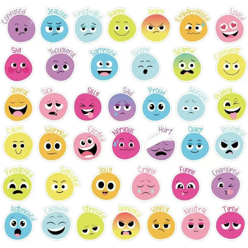 5 Sheets, Face Emotional Feelings Stickers Funny Mood Stickers for Student Emotional Support Sticker, Cute Expression Sticker.