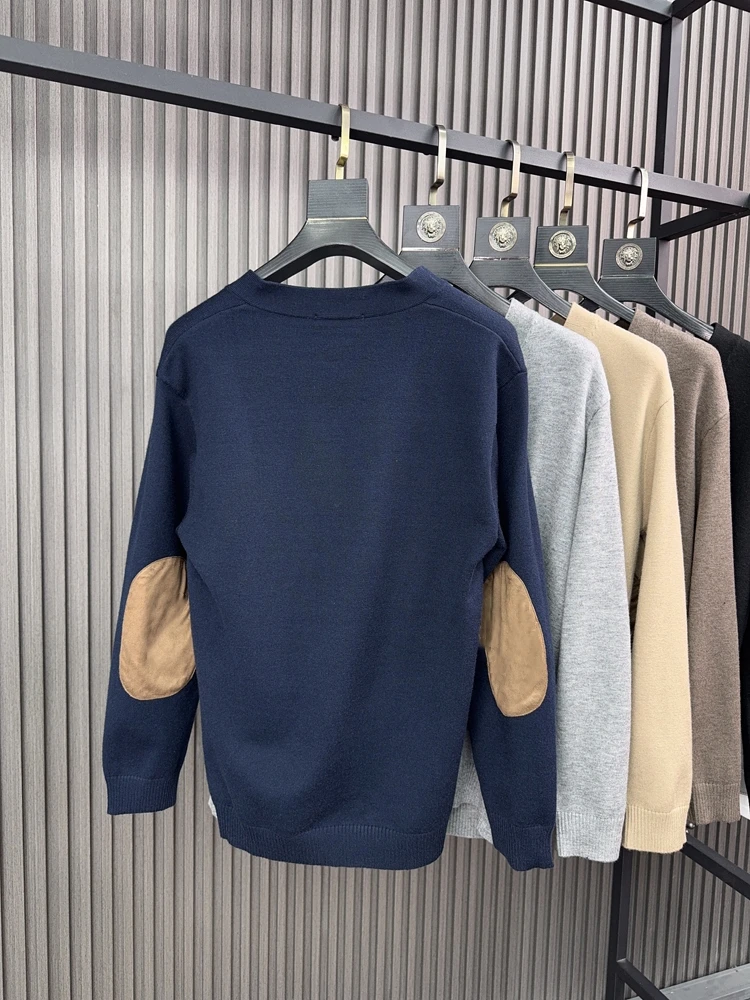 

Ele вязаный открытый кардиган для мужчин, удобный теплый повседневный свитер с v-образным вырезом, чистый цвет, осенне-зимняя модная уличная одежда