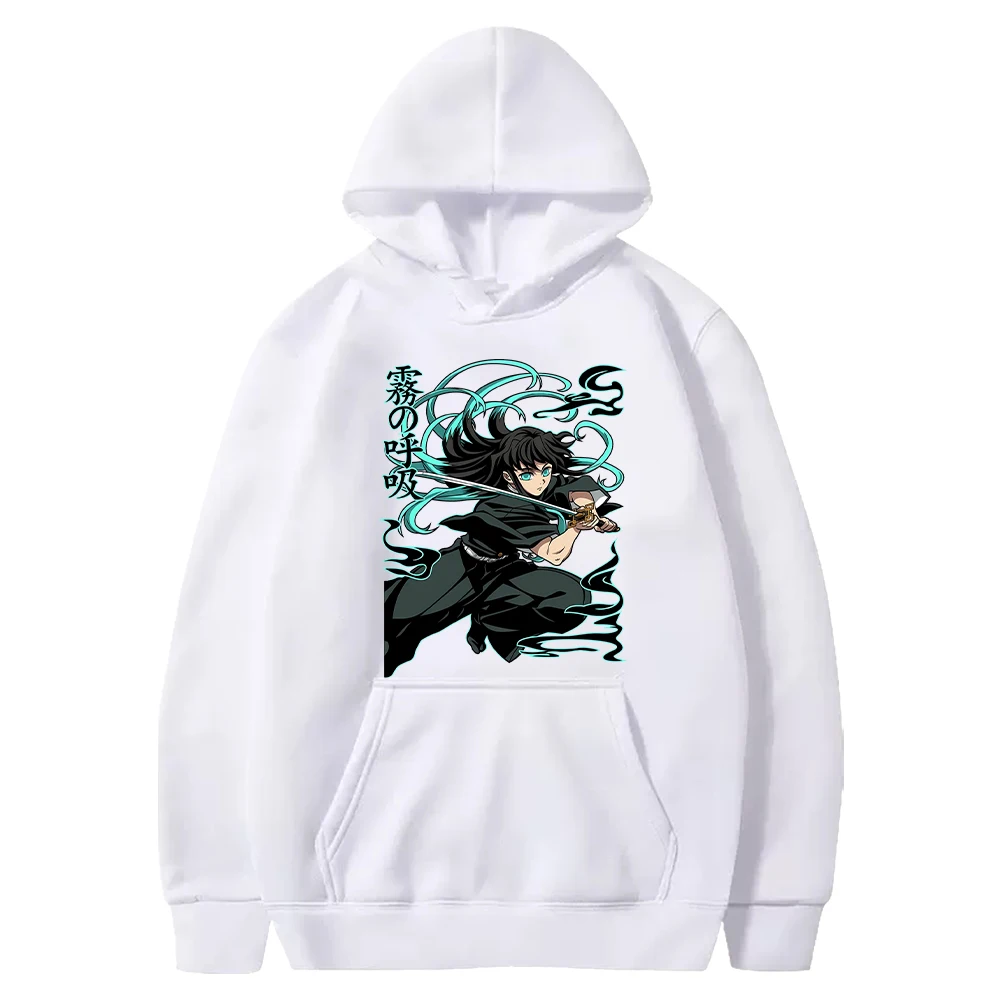 Harajuku Anime Demon Slayer Tokitou Muichirou Graphic Printed Hooded Men Women Classic Hoodies Oversize Pullover Male Sweatshirt