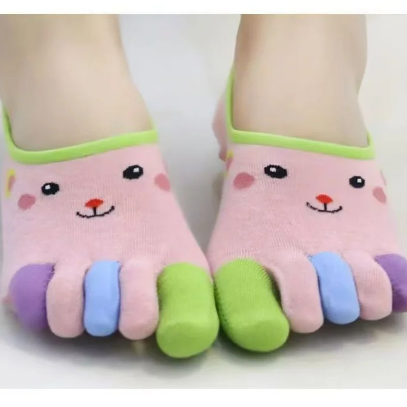 

Women Five-finger Socks Thin Shallow Mouth Cute Cartoon Toe Splitting Socks