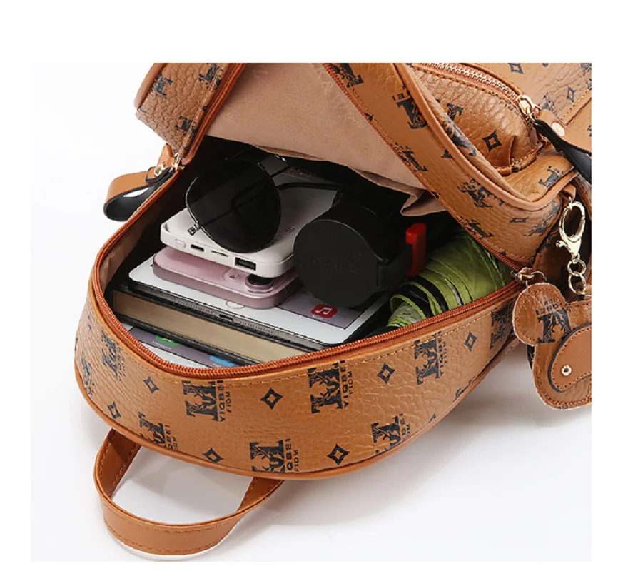 2025 한국 신상 명품 고급 가죽 백팩 여성용 대용량 더블 지퍼 숄더백 스쿨백