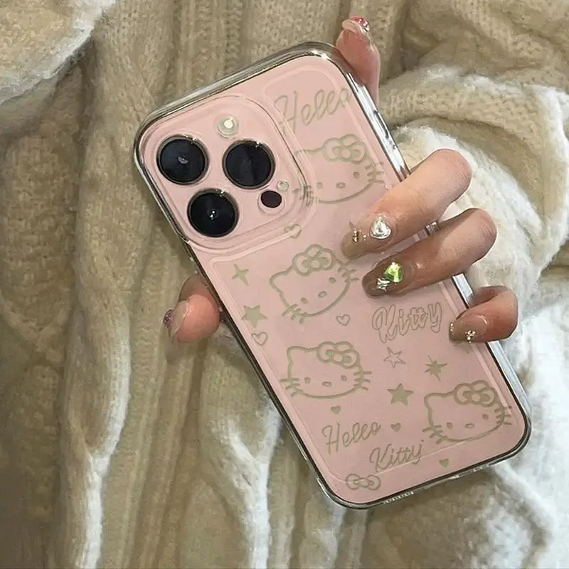 Original Pink Hello Kitty Phone Case For Samsung S24 S23 S22 S21 S20 S10 FE Note 20 10 Plus Ultra Lite 5G Clear Soft TPU Cover