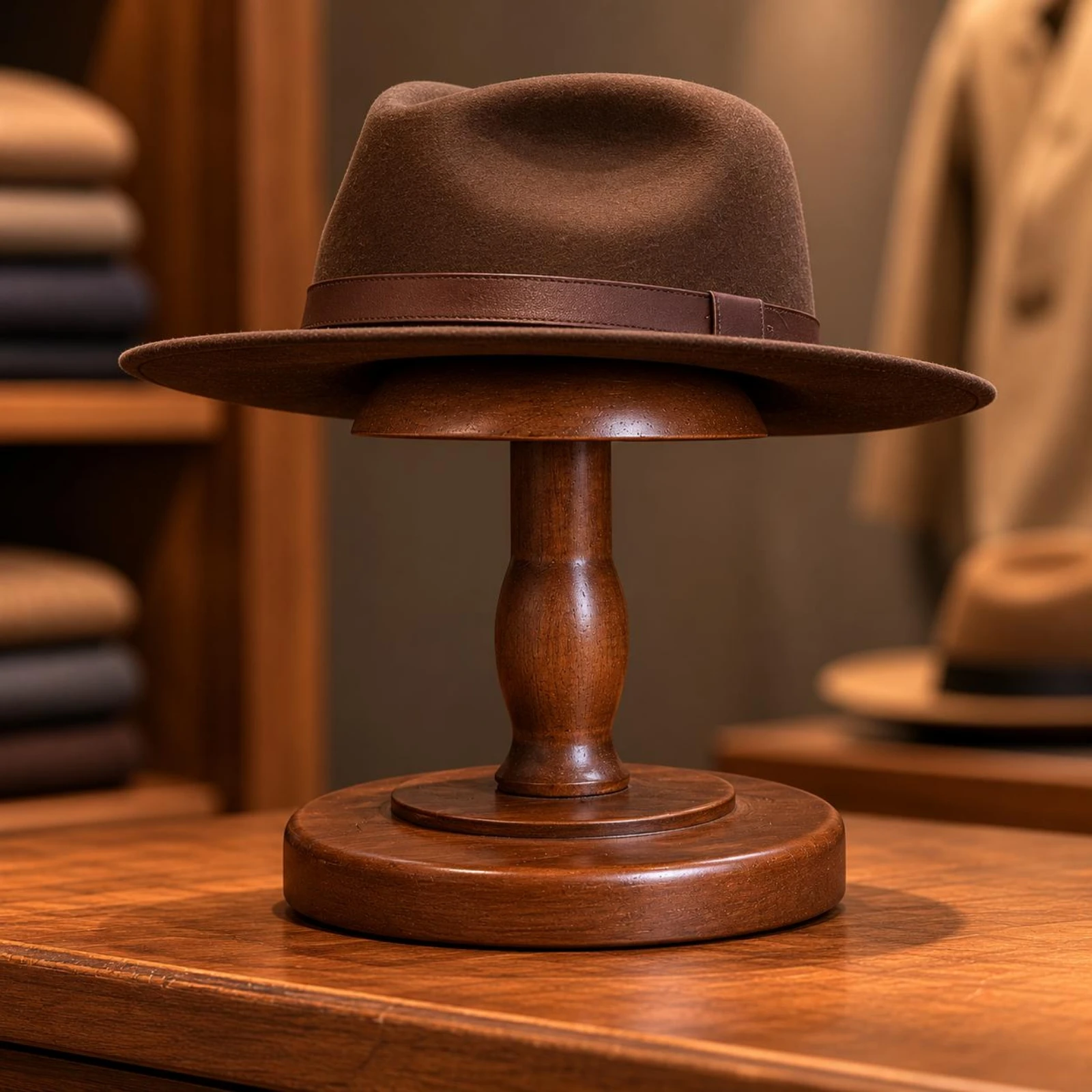 Wooden Hat Stand Solid Wood Hat Display Stand Storage Furniture Stable Base Turnt Post for Home