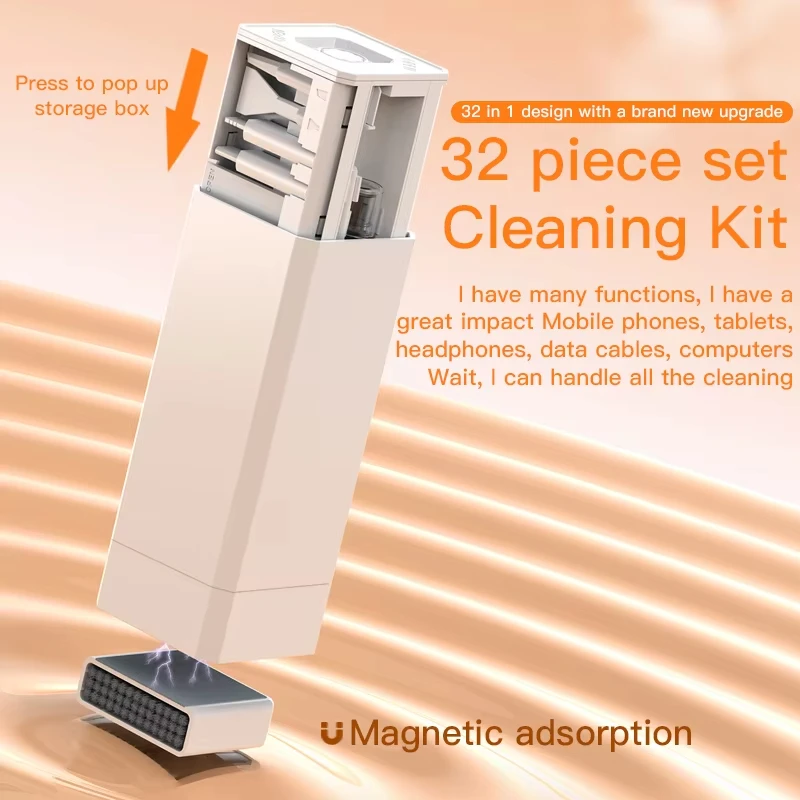 32 in 1 Computer Keyboard Cleaner Brush Kit Multi-function Phone Laptop Earphone Cleaning Tools Cleaner Keycap Puller Kit