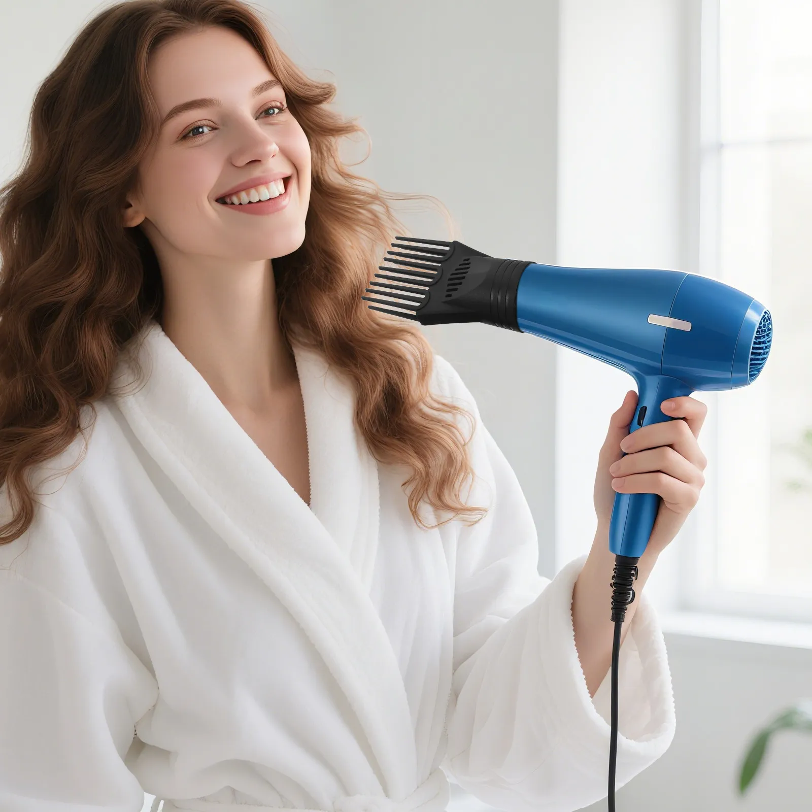 2Pcs Blow Dryer Comb Nozzle Attachment Multi-Function Hair Dryer Styling Tool Reduces Damage Fast Airflow for