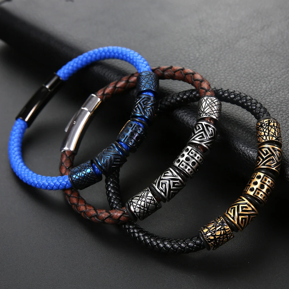 HMSFELY 6mm Genuine Leather Rope For DIY Bracelet Jewelry Making Braided Gray Brown Cord Findings Bangles Accessories