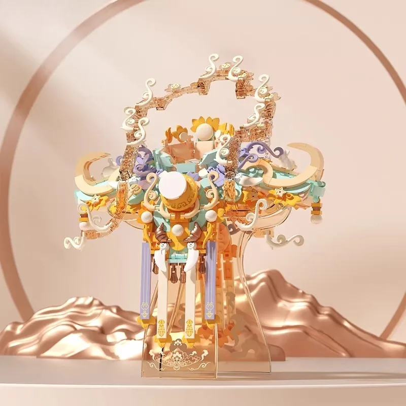 ชุดประกอบตัวต่อดอกไม้ประดิษฐ์ งานศิลปะสไตล์โบราณ โมเดลการ์ตูนอนิเมะ ของสะสมตั้งโต๊ะ ของตกแต่ง ของขวัญวันหยุดสำหรับเด็ก