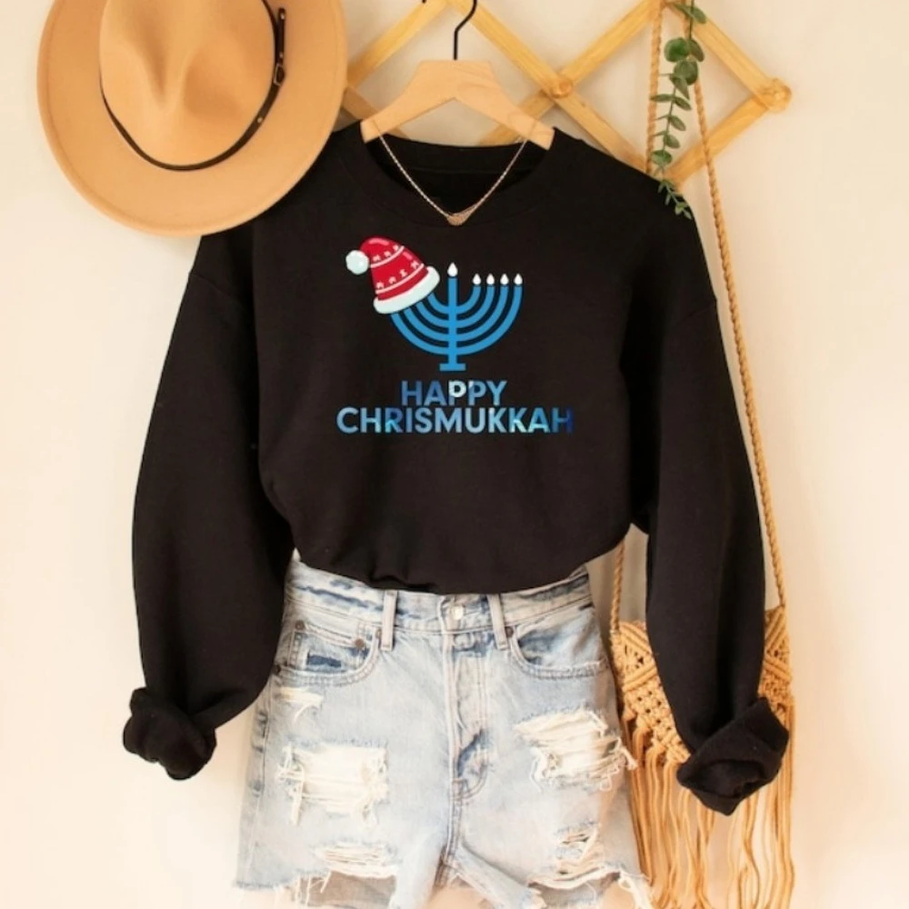 

Свитшот Happy Chrismukkah, свитер на Хануку и Рождество, унисекс, для женщин и мужчин, с длинным рукавом, уличная мода, спортивная одежда