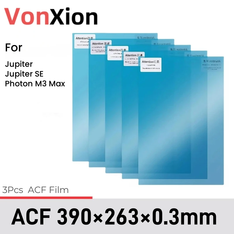 

Vonxion 3Pcs ACF Release Film 390x263x0.3mm For ELEGOO Photon M3 Max Jupiter Jupiter SE LCD SLA DLP UV Resin 3D Printer Parts