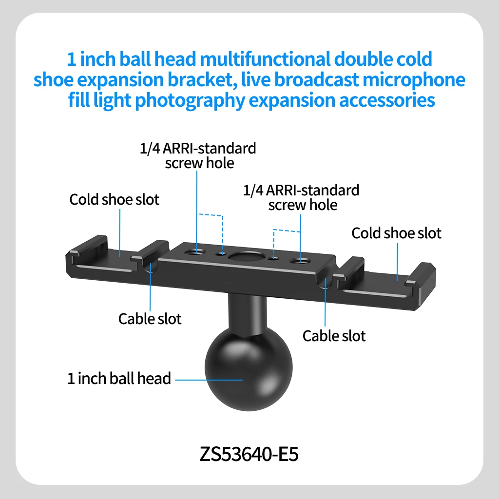 Aluminium Cold Shoe Halterung Dual Coldshoe Verlängerungsstange Platte Adapter 1/4 für Canon Sony Mikrofon LED Video Licht Monitor – Detail 17