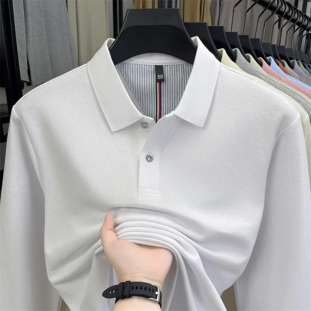 100 % reine Baumwolle, hochwertige Marke, Herren-Polohemd mit langen Ärmeln, Herbst-/Winterkollektion, modisches, luxuriöses Golfoberteil mit Stickerei, lässiges T-Shirt. – Detail 13