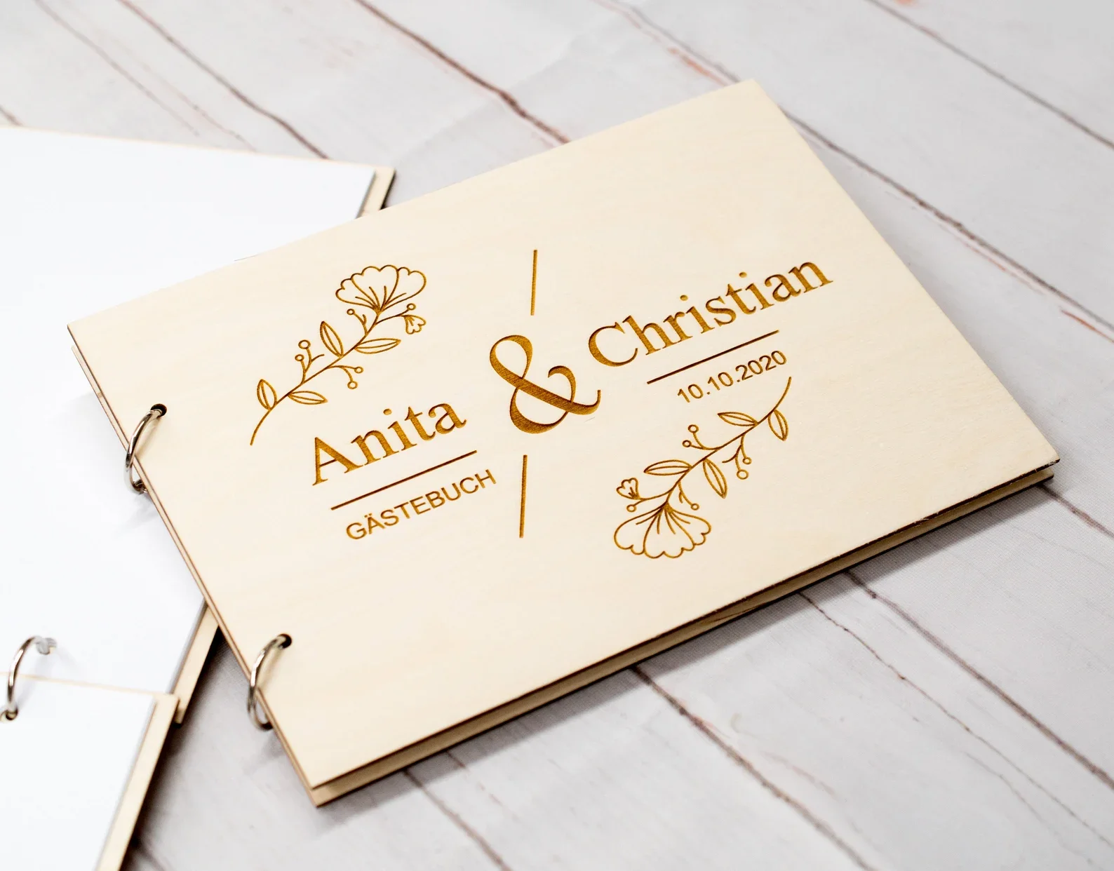 Personalized Name And Date Calligraphy Guest Book Laser Engraved Wedding Guest Book,Sign-in Book Wood Wedding Gift