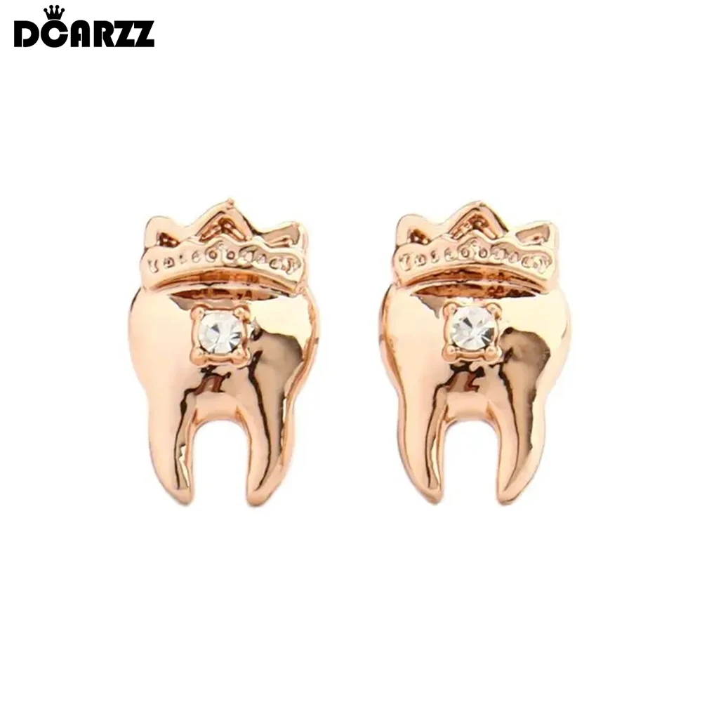 Crown Teeth Crystals Stud Earrings Dentist Medical Jewelry for Nurse/Doctor/Dental Student Science Jewellry Milk Tooth Gift