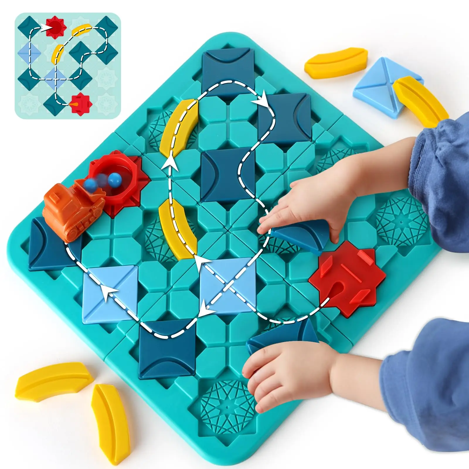 Kid Road Building  Maze Game 118 Challenge Logical Thinking Montessori Educational Puzzle Toy Builder Maze Racer Board Game Gift