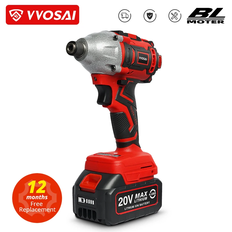 VVOSAI 20V Electric Screwdriver battery 300NM Brushless Cordless Screwdriver Impact Drill Impact Driver Rechargeable Driver