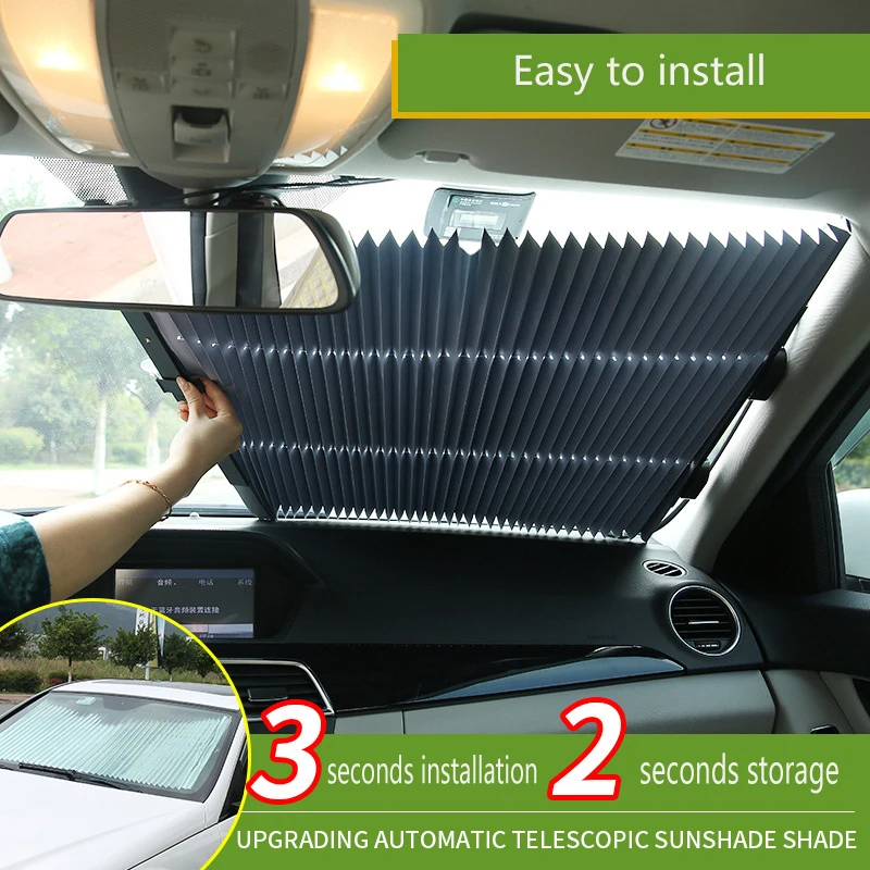 Auto Car Retractable Sunshade Sun Insulation Block Retractable Windshield  Sun Shade Front Rear Sunshade for Car UV Protection