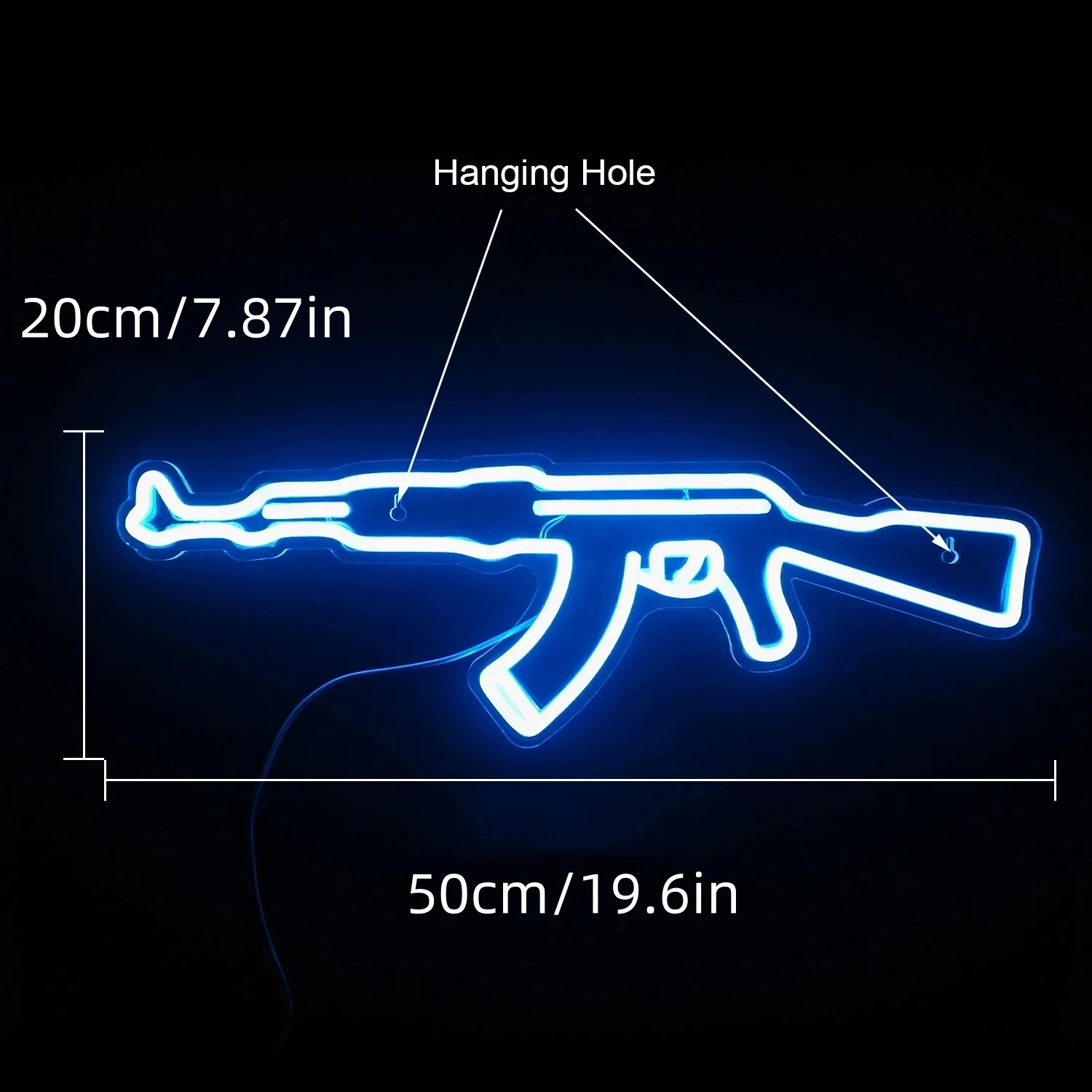 Imagem -03 - Gun Neon Sign Art Led Light Cool Hanging Night Light Boys Playroom Home Store Party Personalizado Bar Wall Decor Lâmpadas ak 47