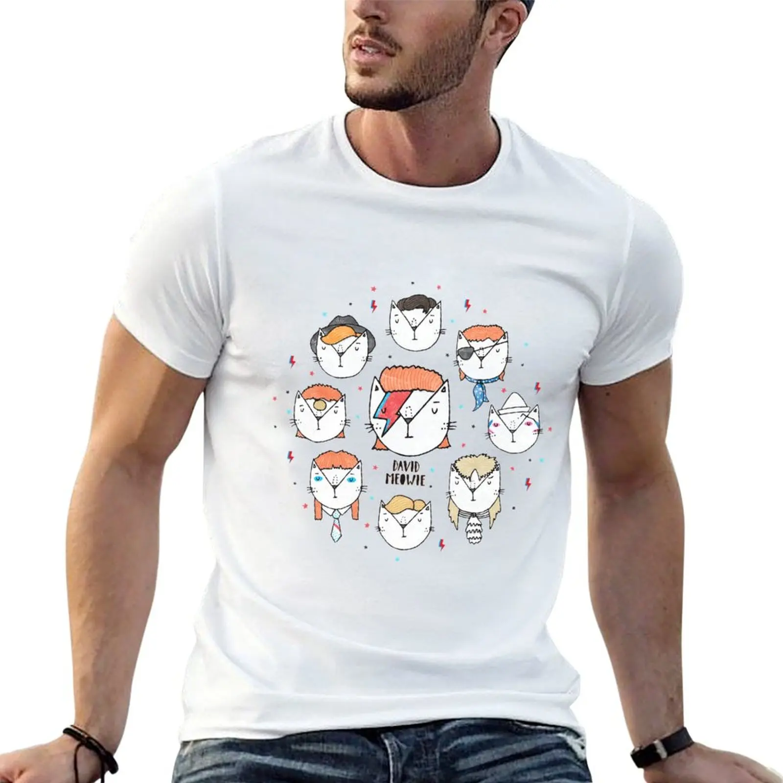 The 9 Lives of David Meowie T-Shirt Quick Dry Training Short Sleeve Tee