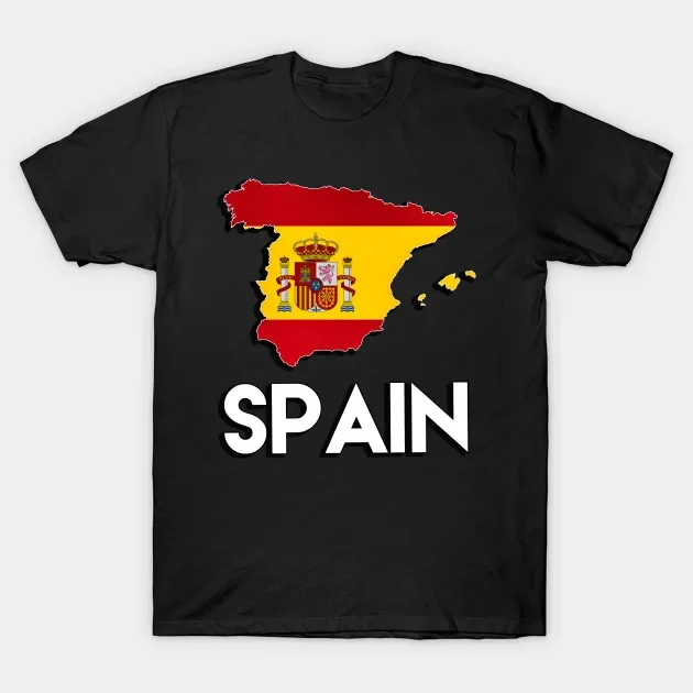 Europe's Iberian Peninsula, Spain Map Flag T-Shirt 100% Cotton O-Neck Summer Short Sleeve Casual Mens T-shirt Size S-3XL