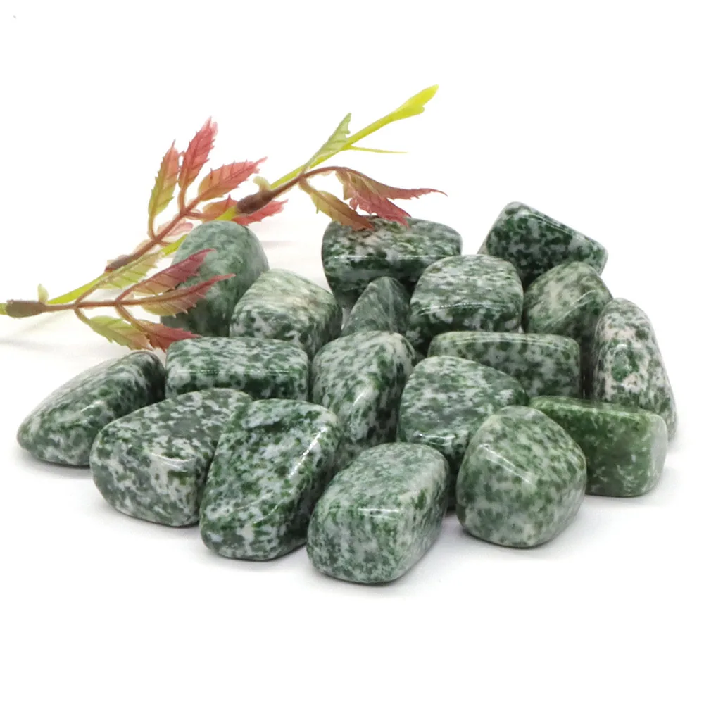 Tumbled Stone Natural Gems Green Spot Jade Crystal Reiki Healing Energy Specimen Irregular Rock Bulk Mineral Home Aquarium Decor