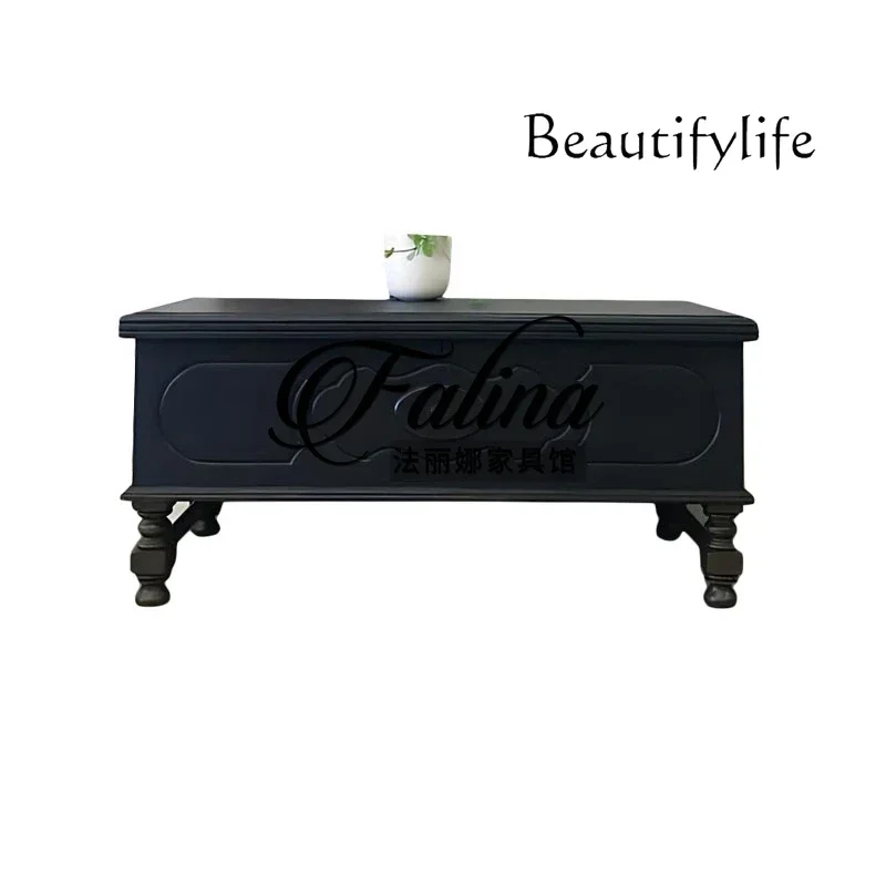 VV W الفرنسية الراقية الرجعية نمط طاولة القهوة الخشب الصلب نحت زهرة فيلا الأوروبية الفاخرة المحكمة غرفة المعيشة القهوة العتيقة T #4