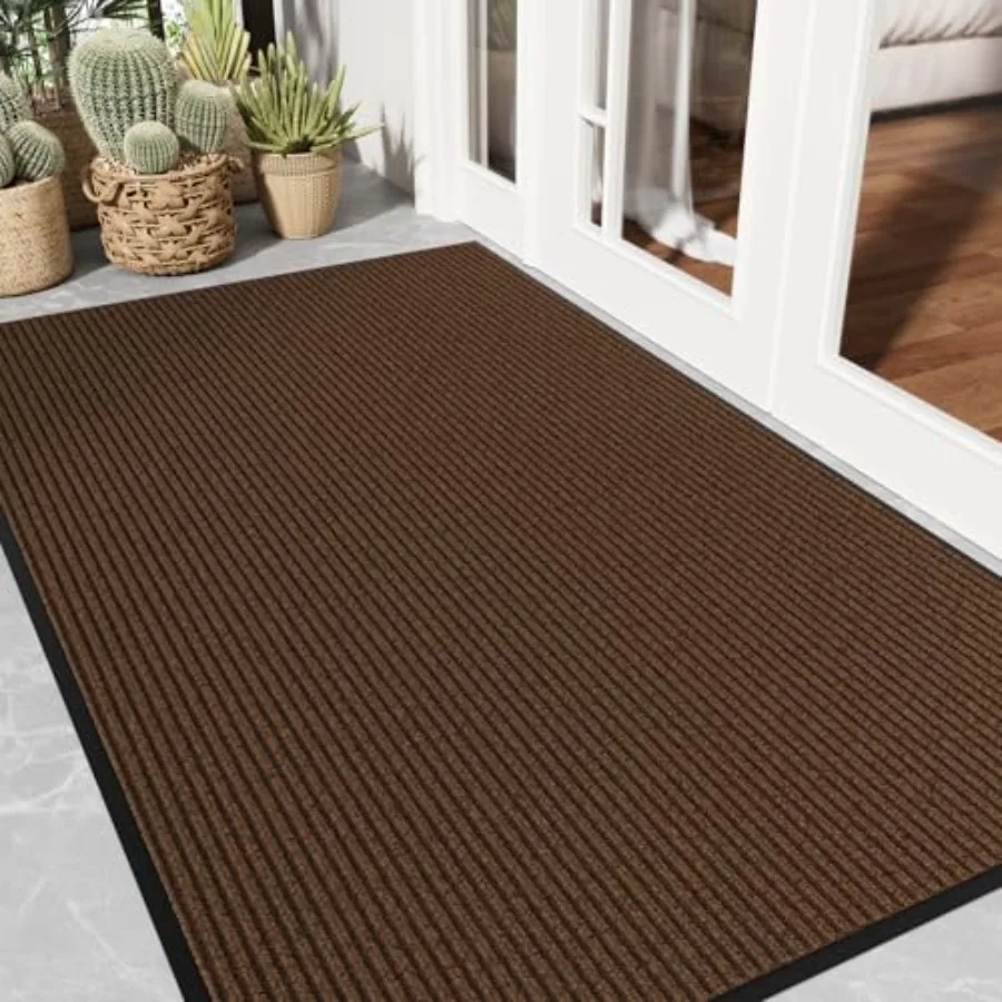 

Front Door Mat, Dirt Trapper Dog Door Mat for Mud Wet Shoes and Paws, Low Profile Heavy Duty Indoor Outdoor Mats, Absorbent and