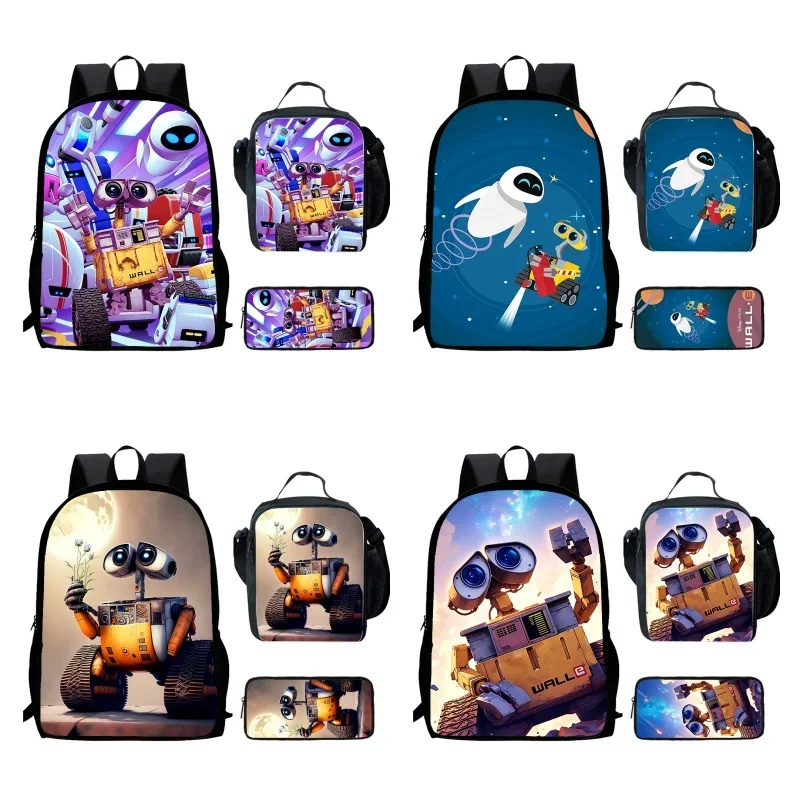 

Cartoon Wall-En Child School Backpack With Lunch Bags Pencil Bags For Age 4-9 ,Light Weight School Bags For Boys Girls