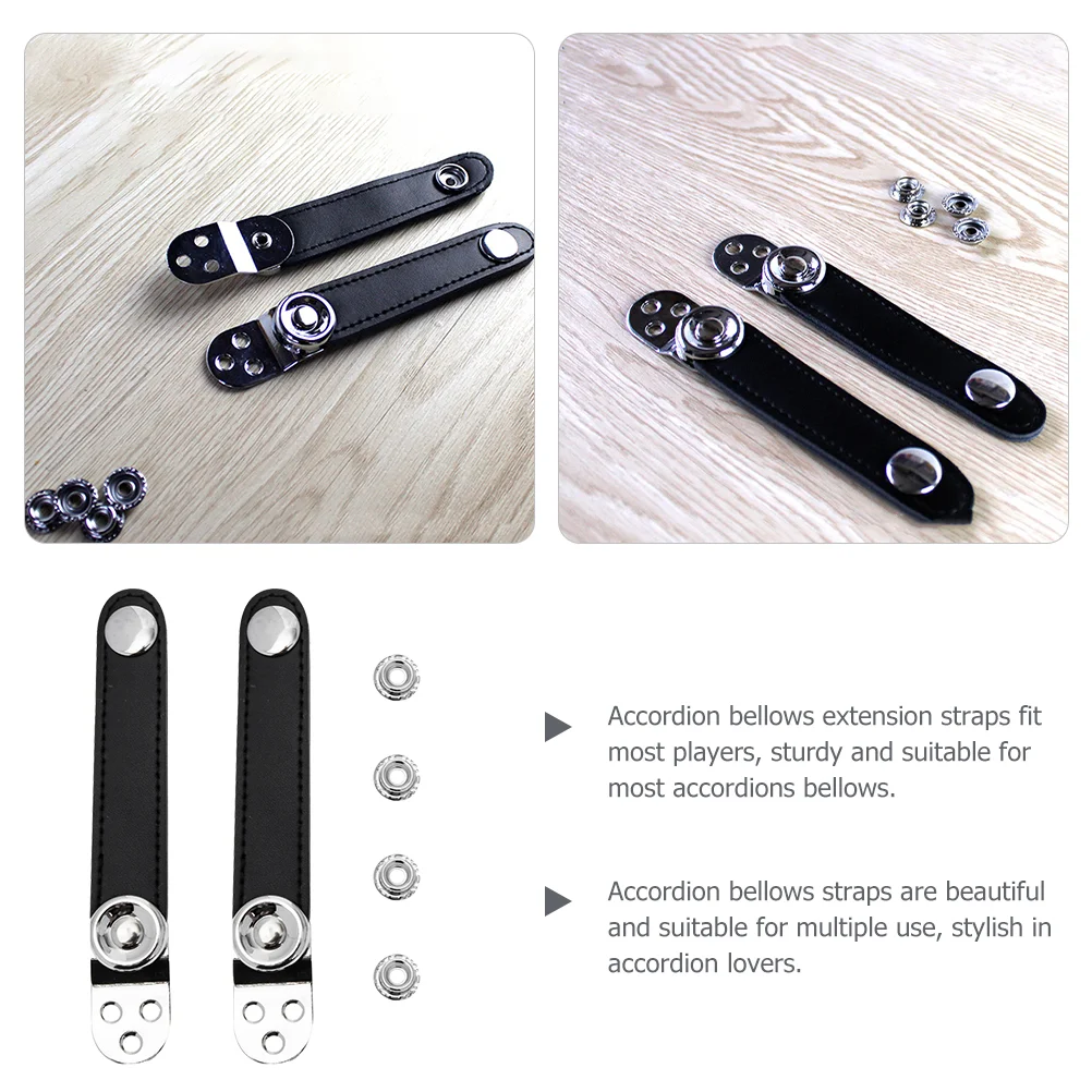 2 Pcs Black Steel Metal Connecting Accordion Strap Extender For Harness With Buckles Accessories Bellows Belt Accordion Bass