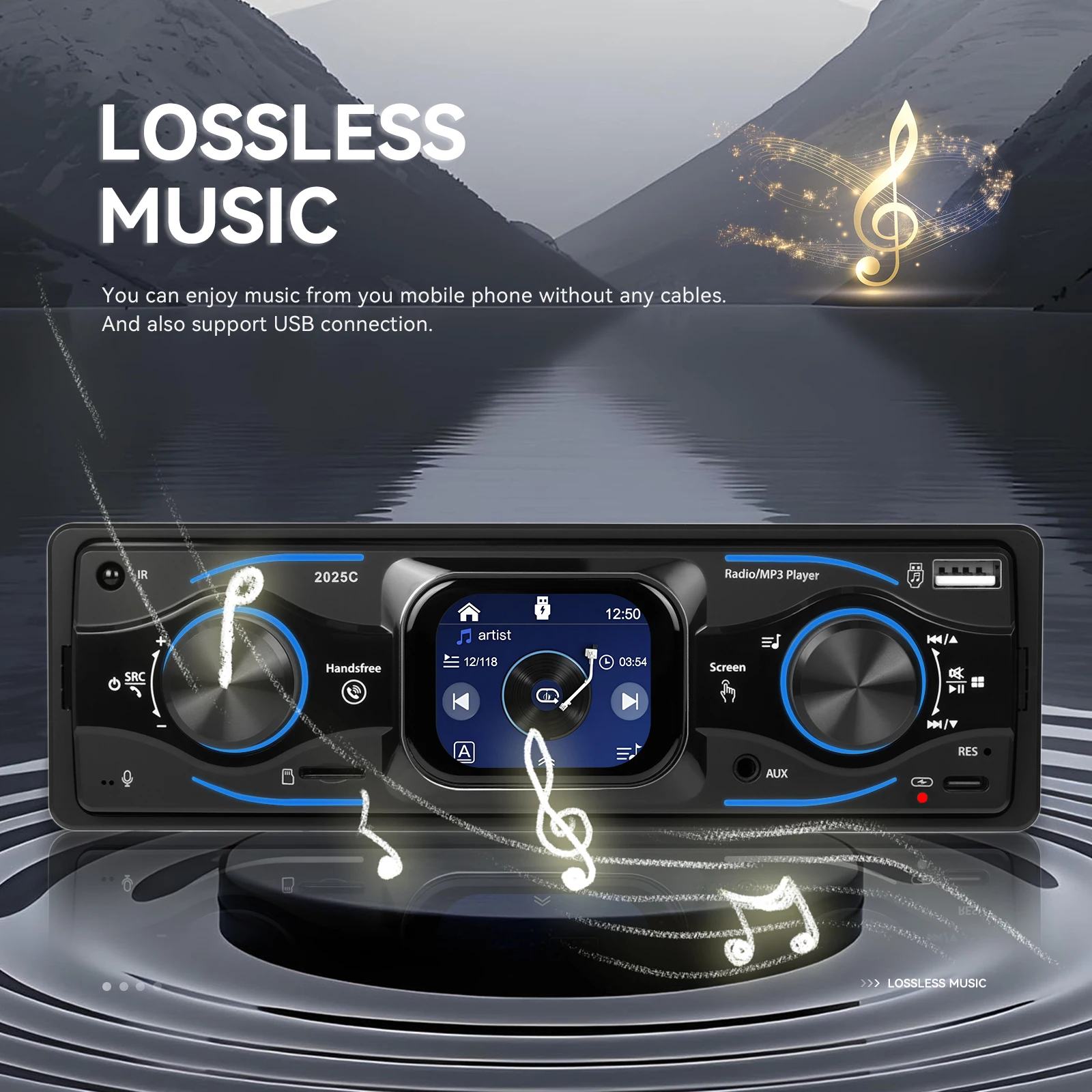 Hikity 2.17 "سيارة ستيريو 1DIN سيارة مشغل Mp3 الرقمية بلوتوث الصوت مع جهاز التحكم عن بعد الموسيقى ستيريو راديو السيارة أضواء ملونة #3