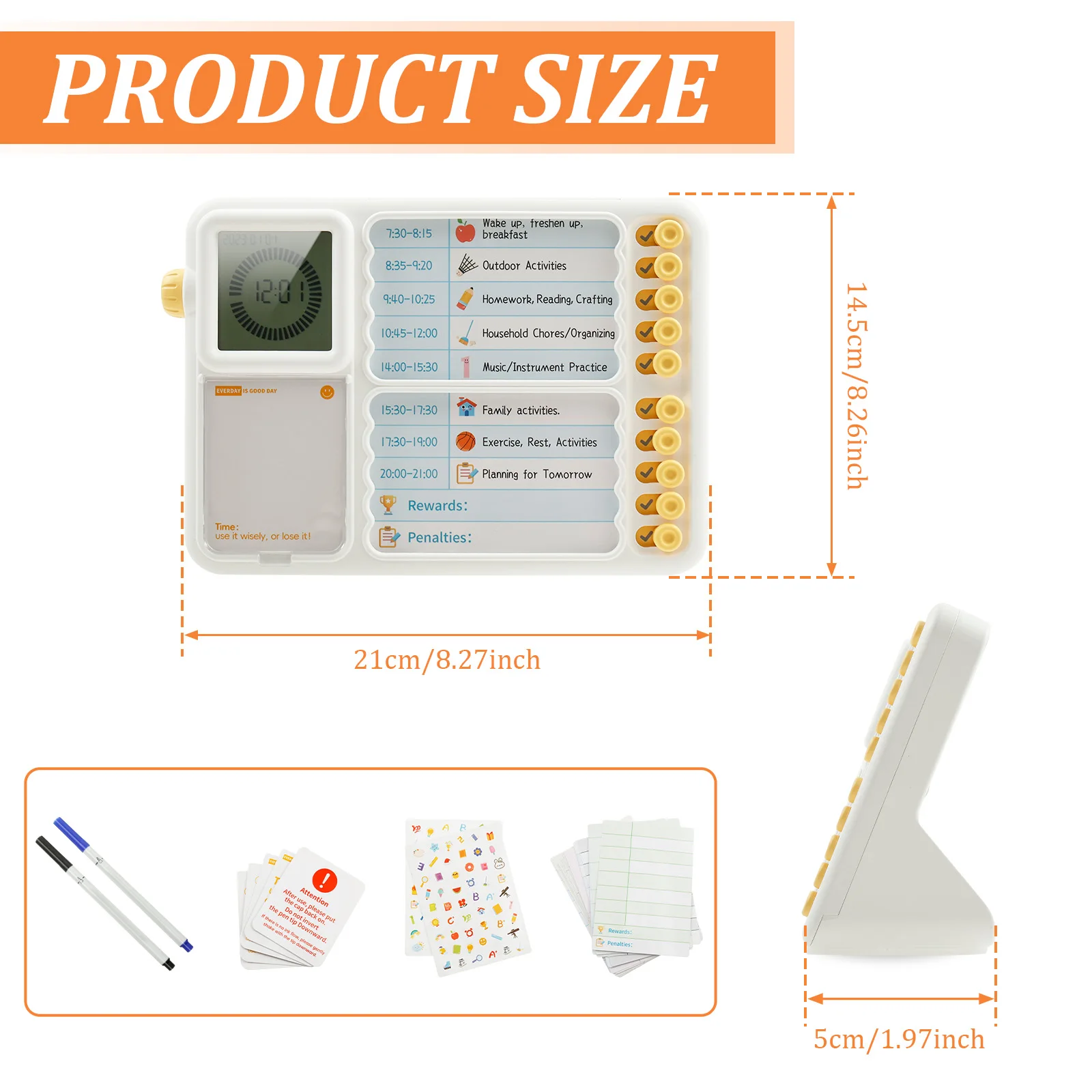 Visual Timer with Planning Board for Kids/Adults Silent Visual Timer with Chore Chart Board Time Management Tool for Home School