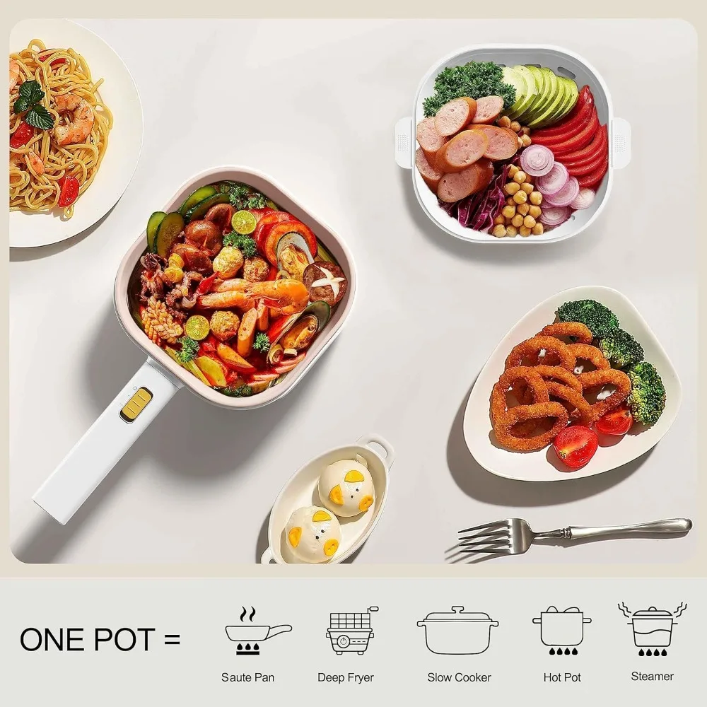 หม้อต้มไฟฟ้าพร้อมหม้อนึ่ง2L หม้อไฟฟ้าแบบนอนสติ๊ก