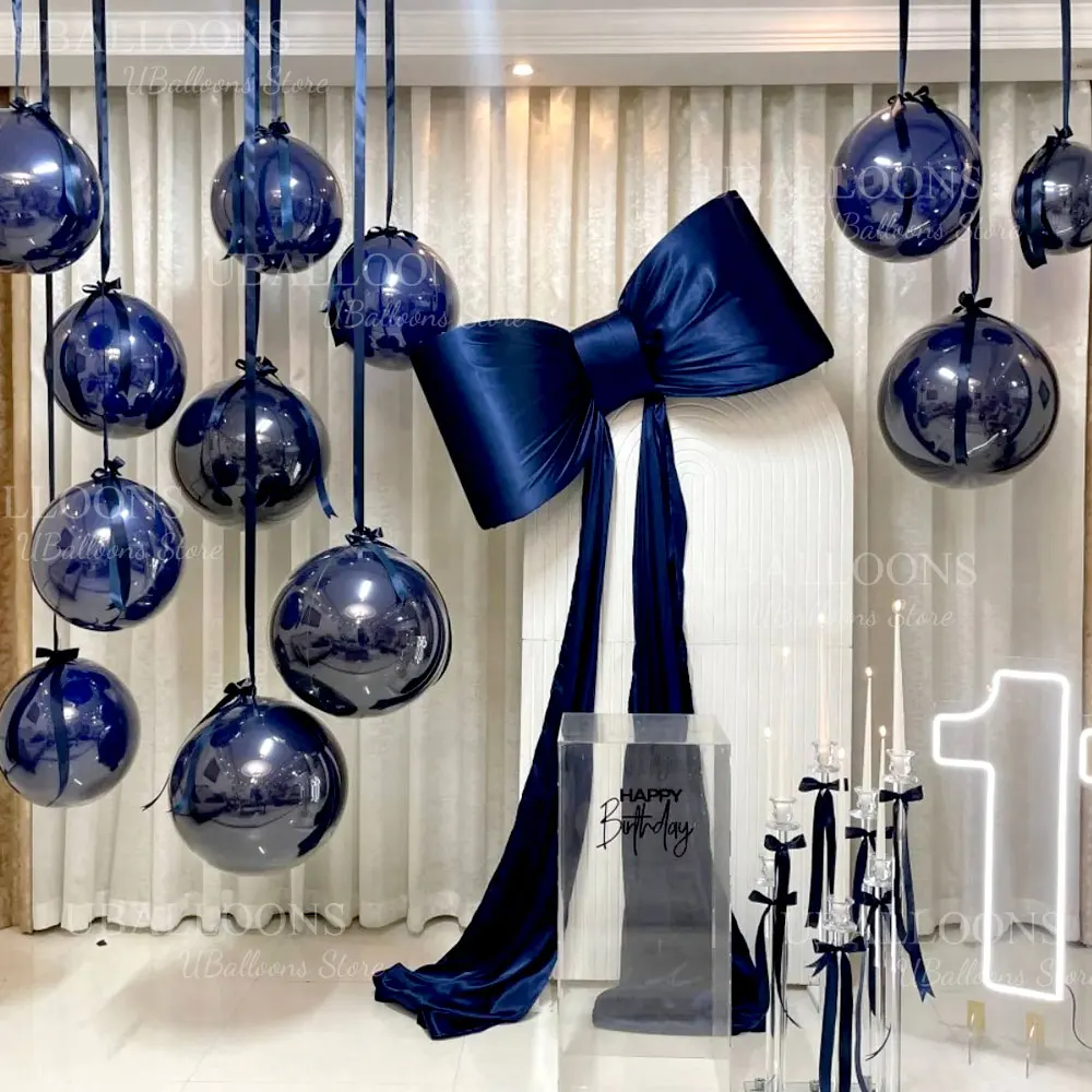 10 Stück Pastellfarbene Staubblaue Luftballons mit Band 10/12/18'' Boho Haze Blaue Ballons für Geburtstag Babyparty Hintergrunddekoration – Detail 9