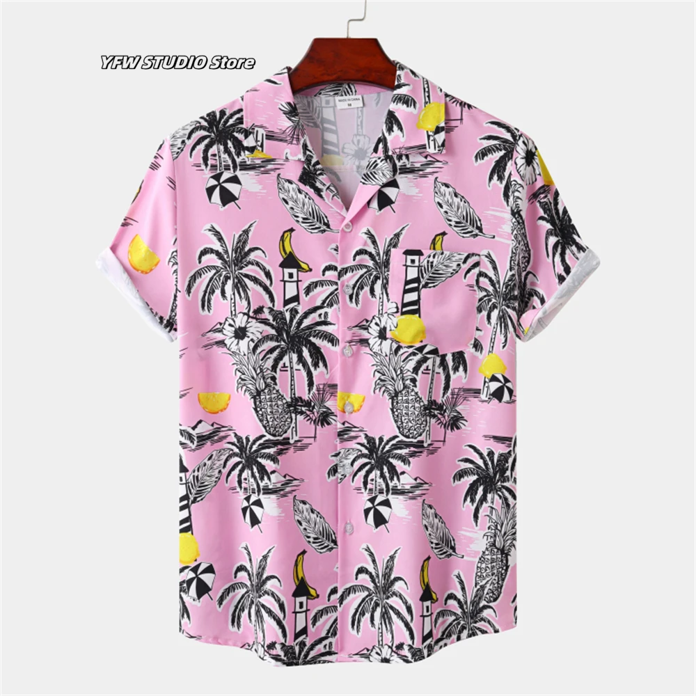 Men\'s Contrasting Color Shirt Christmas Santa Print Shirt Summer Mens Clothing Fashion Casual Beach Hawaiian Sport Sleeve Shirt