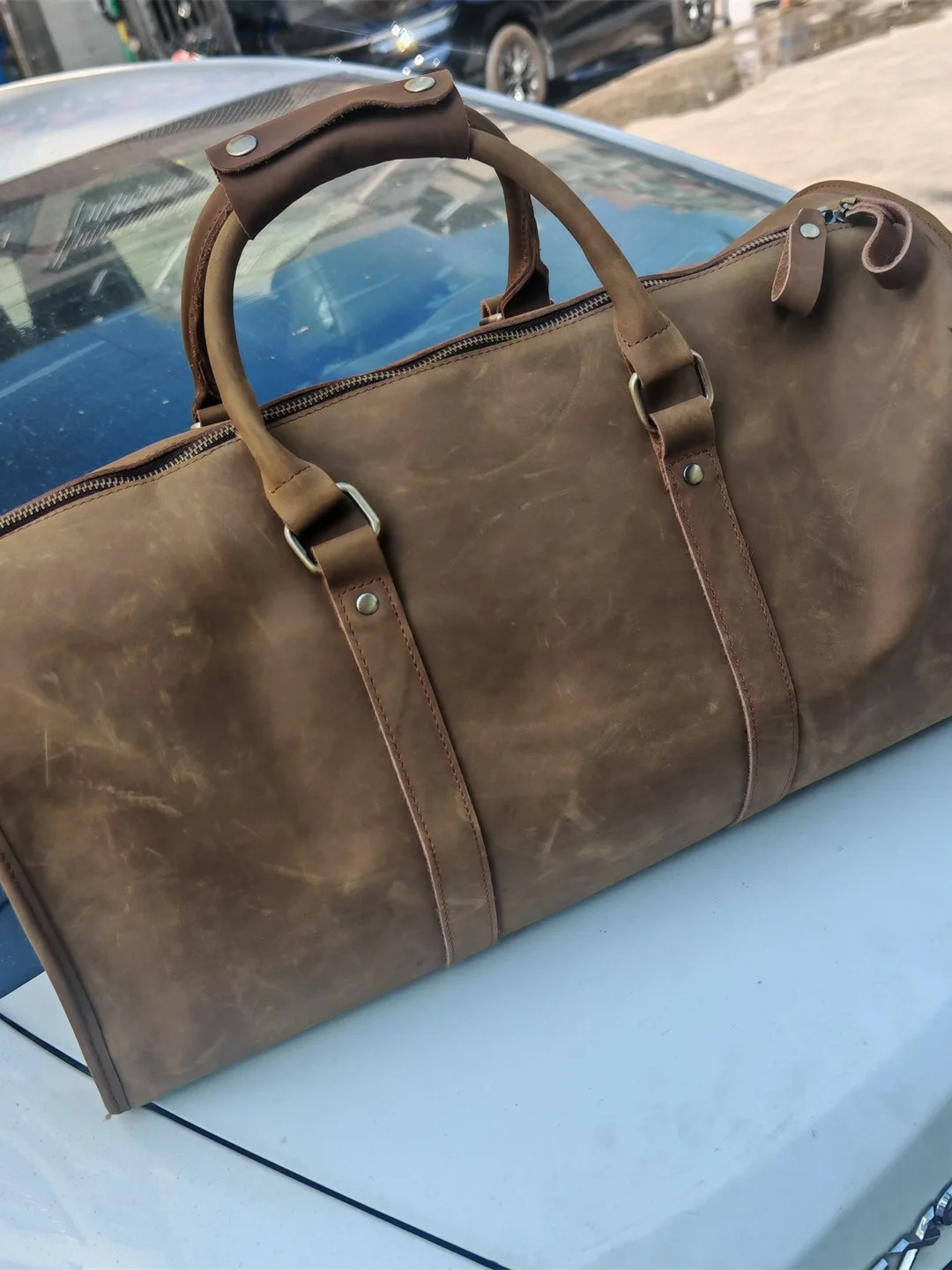 

Дорожная сумка из воловьей кожи с верхним слоем, мужская сумка Mad Skin Registration Lage, винтажная повседневная сумка сцены ex