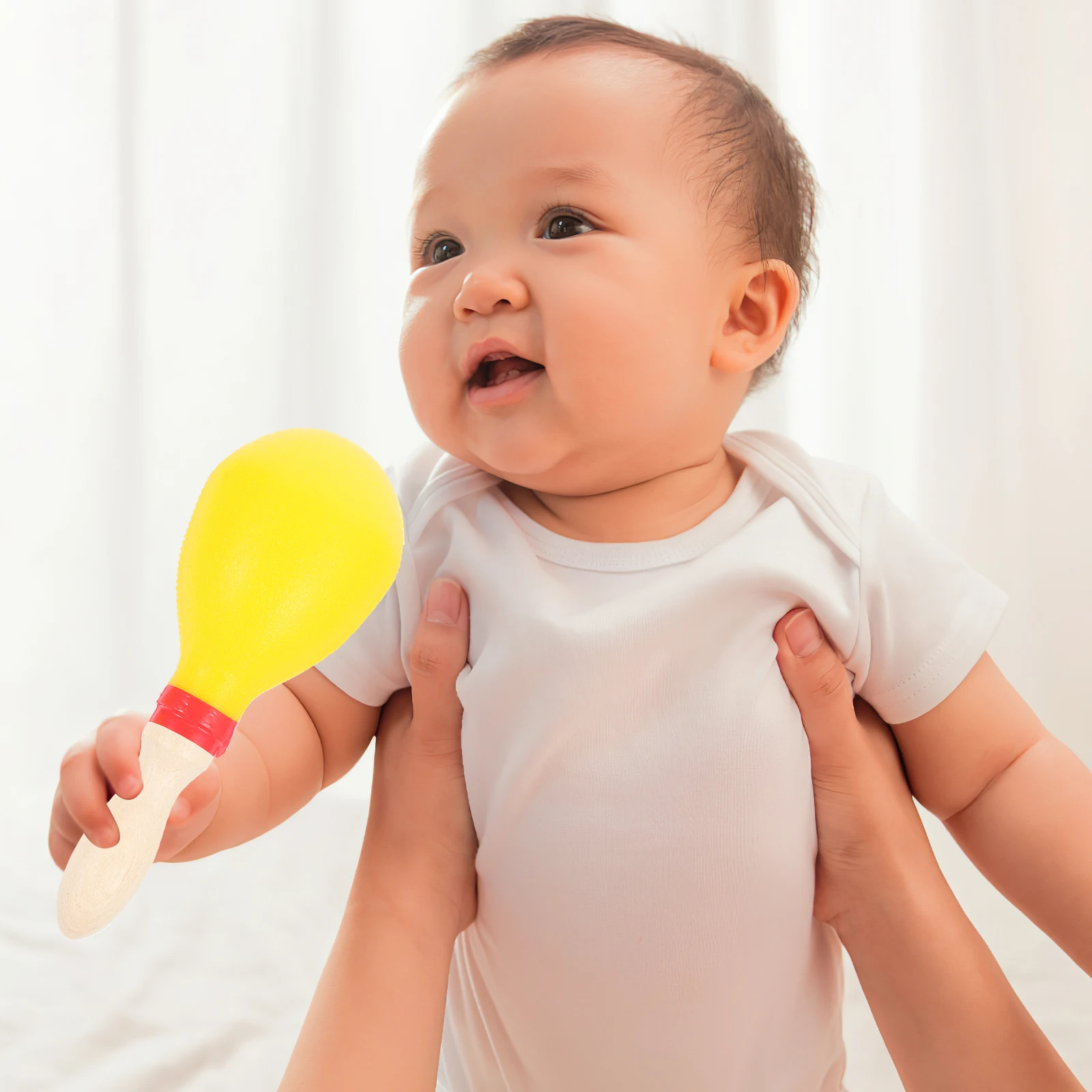 

1Pair Children Wooden Maracas Shaker Delicate Color Simple Design Develop Musical Awareness Rhythm Sense for Toddlers