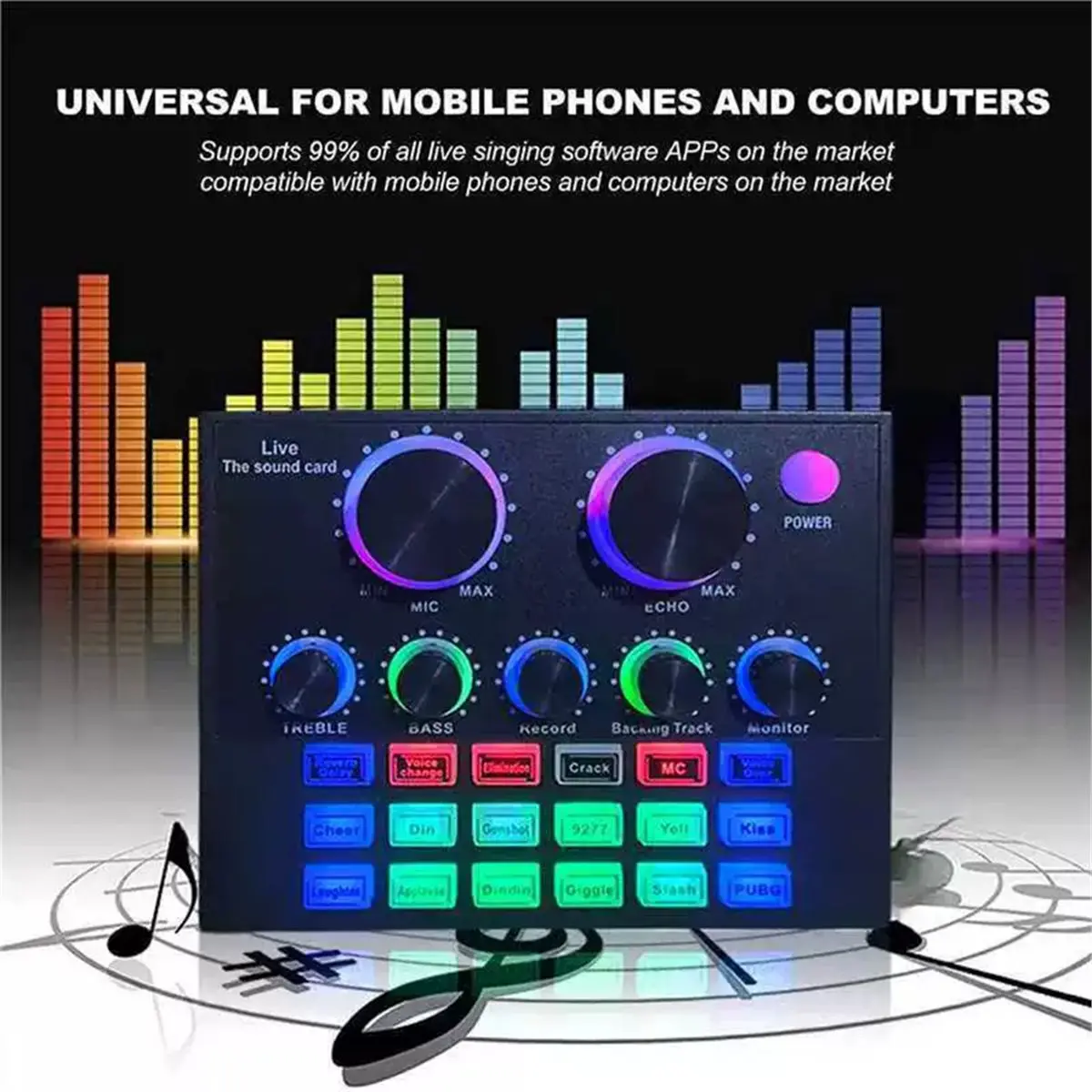 USB External Sound Card Live Sound Mixer Personal Entertainment Streamer Live Broadcast for PC Phone Computer