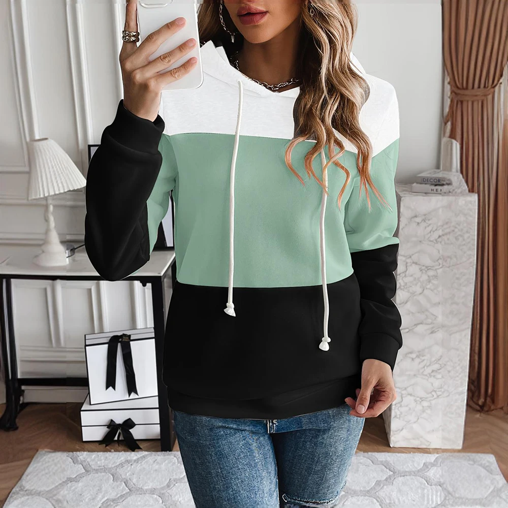 Fashion Women\'s Hoodie Simple Stripe Pullover Hoodies Casual Trend Female Tops Fall Loose Women\'s Sweatshirts Y2K Clothes