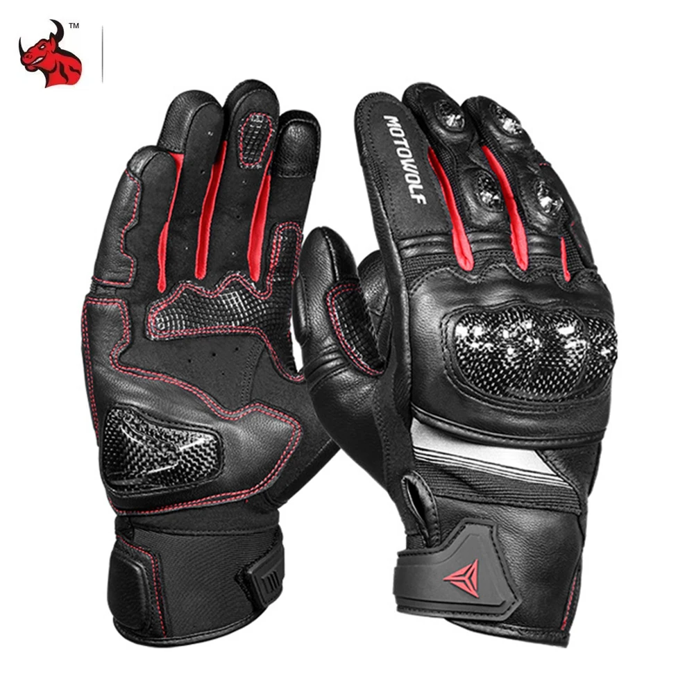 Leather Motorcycle Gloves Men Moto Wear-resistant Gloves Women Windproof Anti Drop Motorbike Rider Touch Screen Gloves Gloves