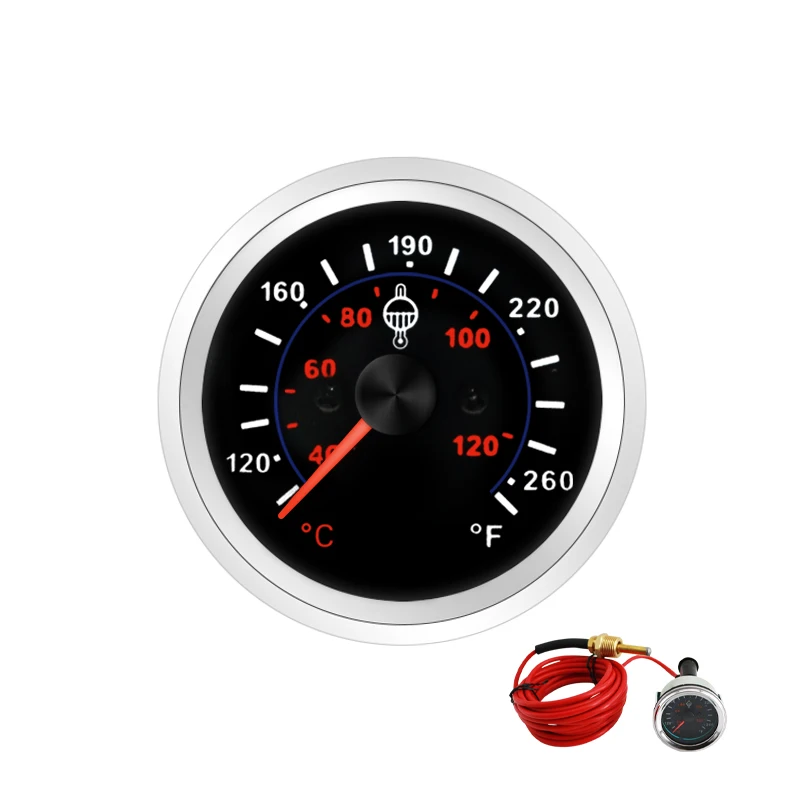 12V24V 52MM Mechanical Water Temperature Gauge with Sensor 40-120℃120-260℉ Water Temp Meter Indicator for Car RV