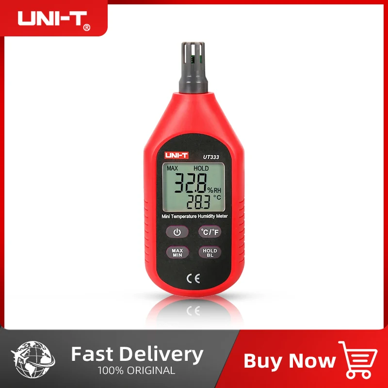 

UNI-T UT333/UT333BT Mini Temperature Humidity Meter Light weight ergonomic design user-friendly interface MAX/MIN modes