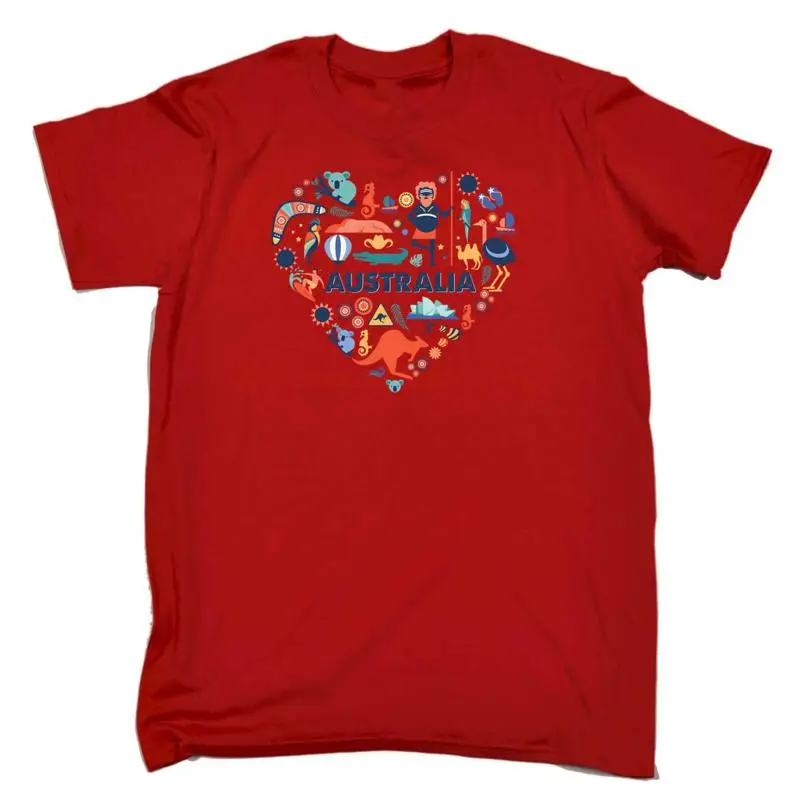 

Australia Love Heart Icons Ozzie Country Mens Funny Novelty T Shirt