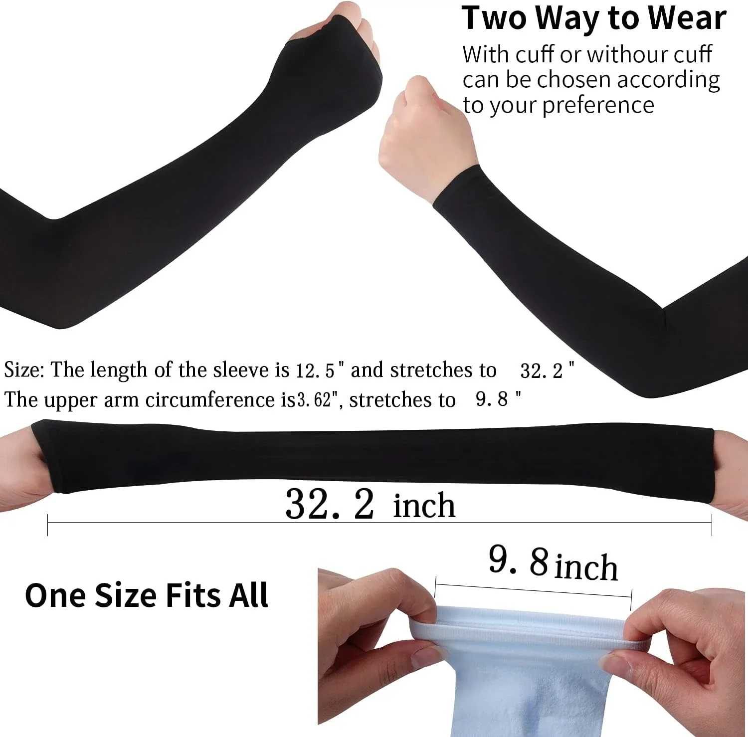 1Pair Sun Protection Sleeves UV Cooling Arm Men Women Sports with Thumb Hole for Driving, Golfing, Fishing, Cycling, Hiking image 2