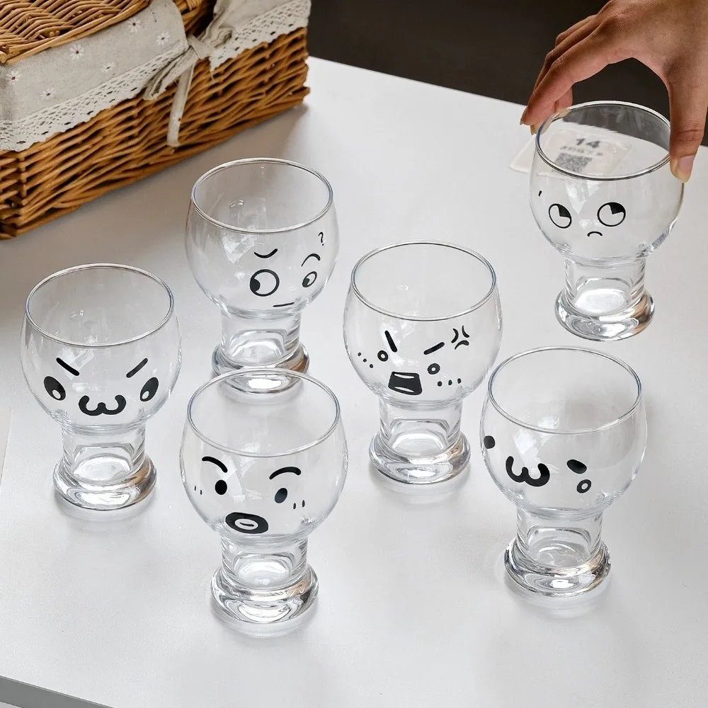 

Large Capacity Glass Water Cup Heat-Resistant Transparent Beer Drinking Mug Thickened Cartoon Pattern Clear Coffee Cup