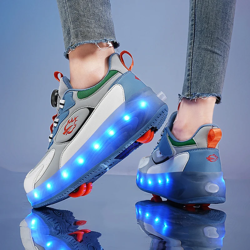 Children's Led light Luminous Shoes grils Roller Skating Casual flashing Sneakers USB Charging Shoes gift for kids