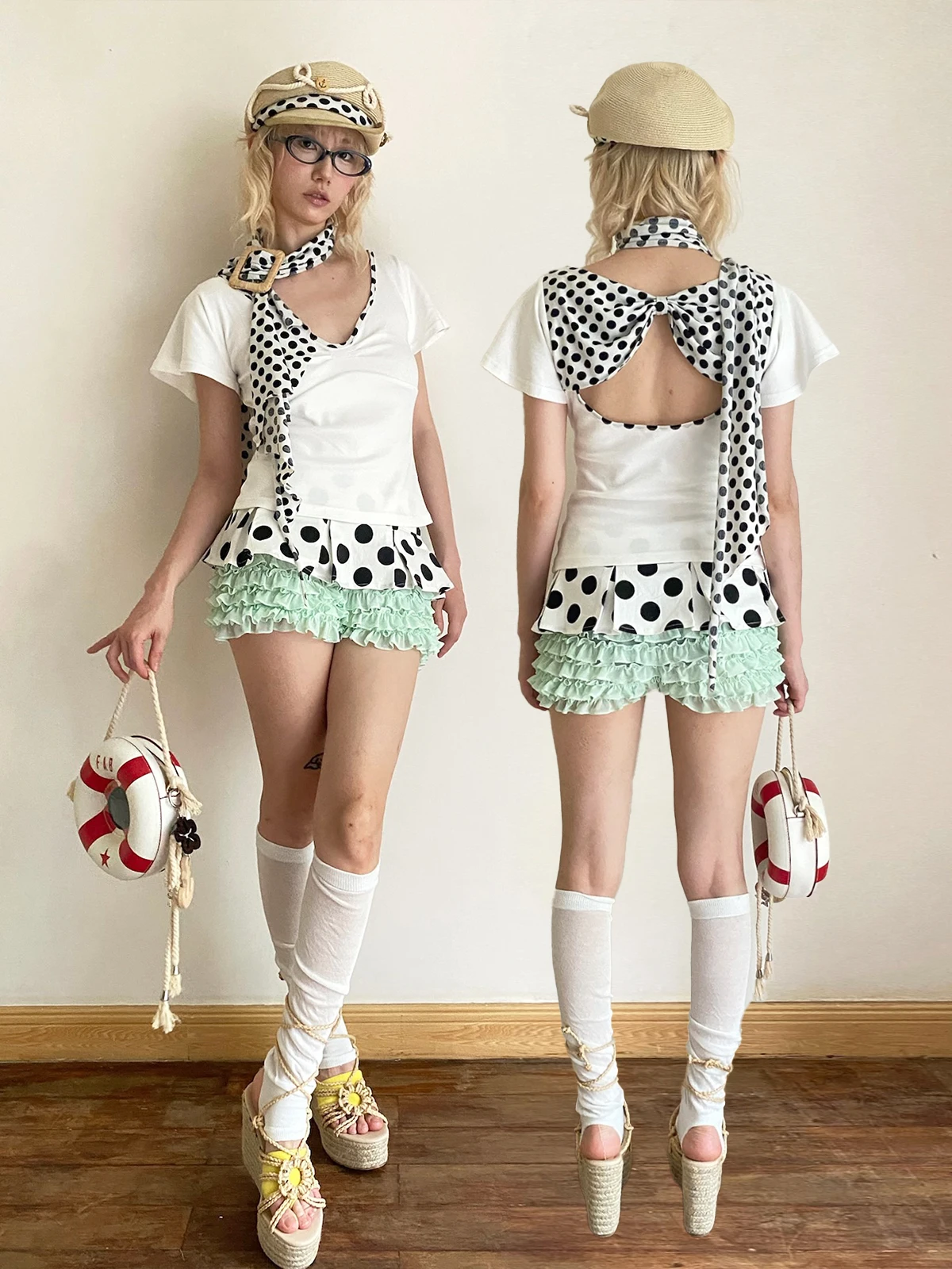 

Illit Nit Alcove Original Ba Hollow Knot Versatile Slimming Comfortable Pure Cotton ort Sve Women's T-irt