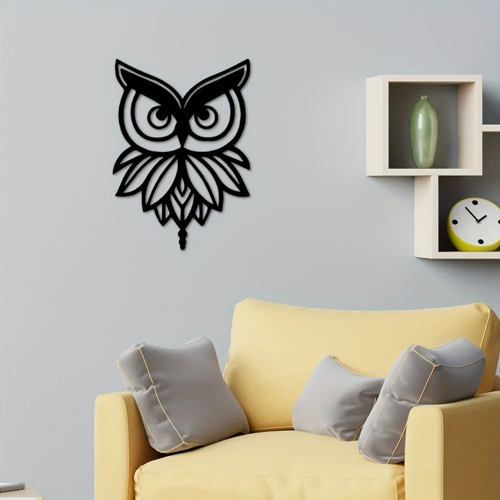 Búho de lujo para decoración del hogar, arte colgante de pared de Metal moderno para fiestas de cumpleaños, artesanías de hierro, decoración de habitación y hogar al aire libre, 1 unidad