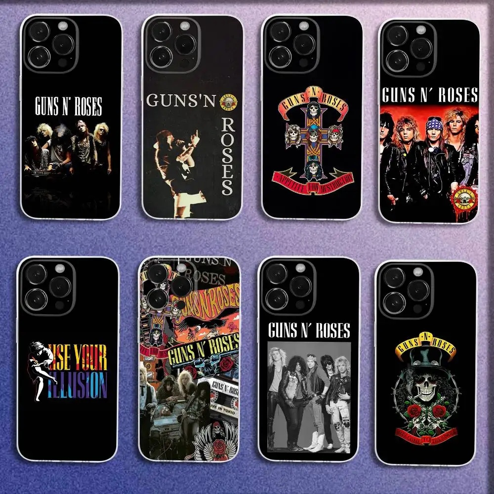 

Band G-Guns N Roses Phone Case For iPhone 16,15,14,13,12,11 Plus,Pro,Max,XR,XS,Plus,E,Mini Transparent Cover