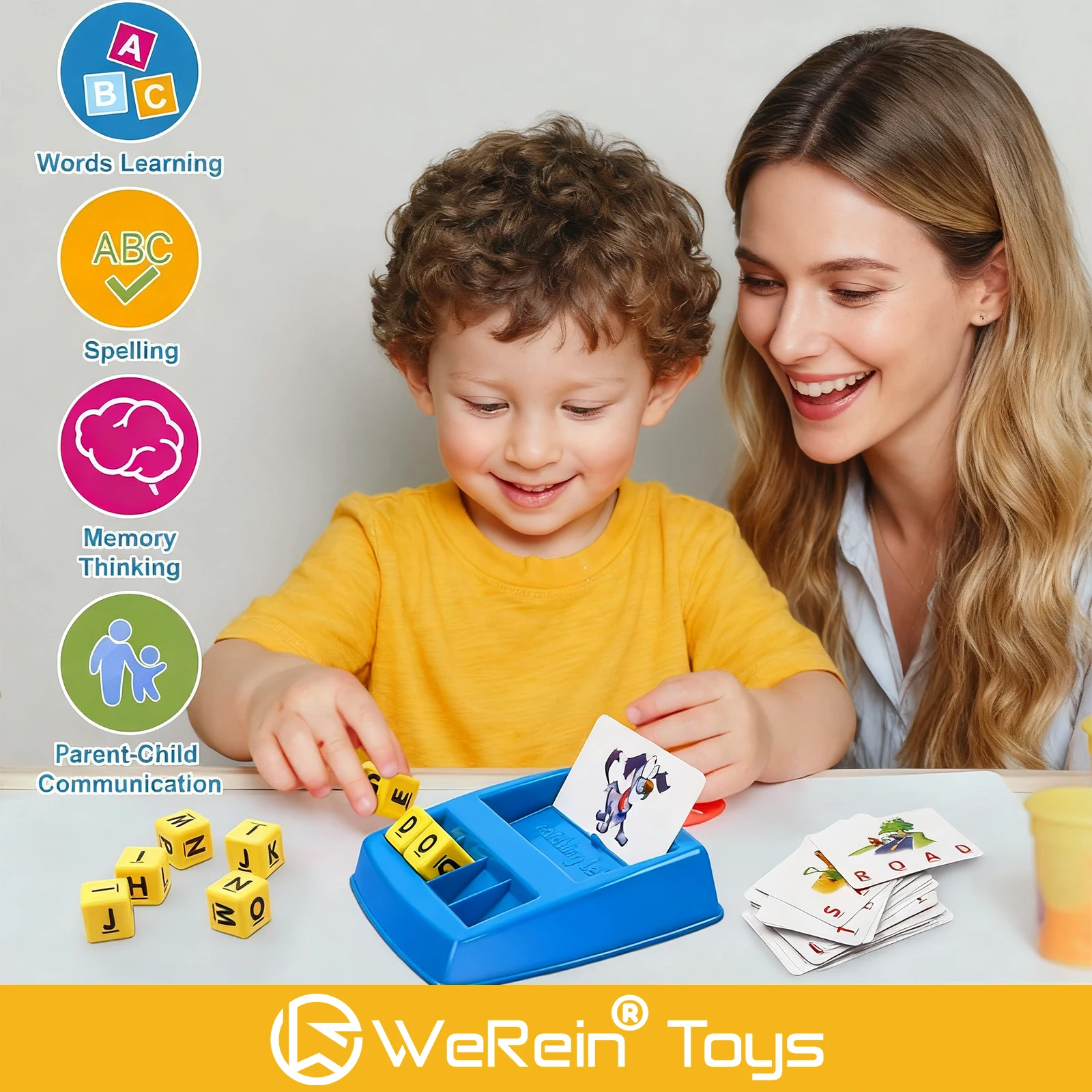 

Коробка с подписью с английскими буквами, рождественский подарок, забавная карточка со словами, соответствующие блоки, развивающая игрушка для мальчиков и девочек, игра на Хэллоуин, Gam