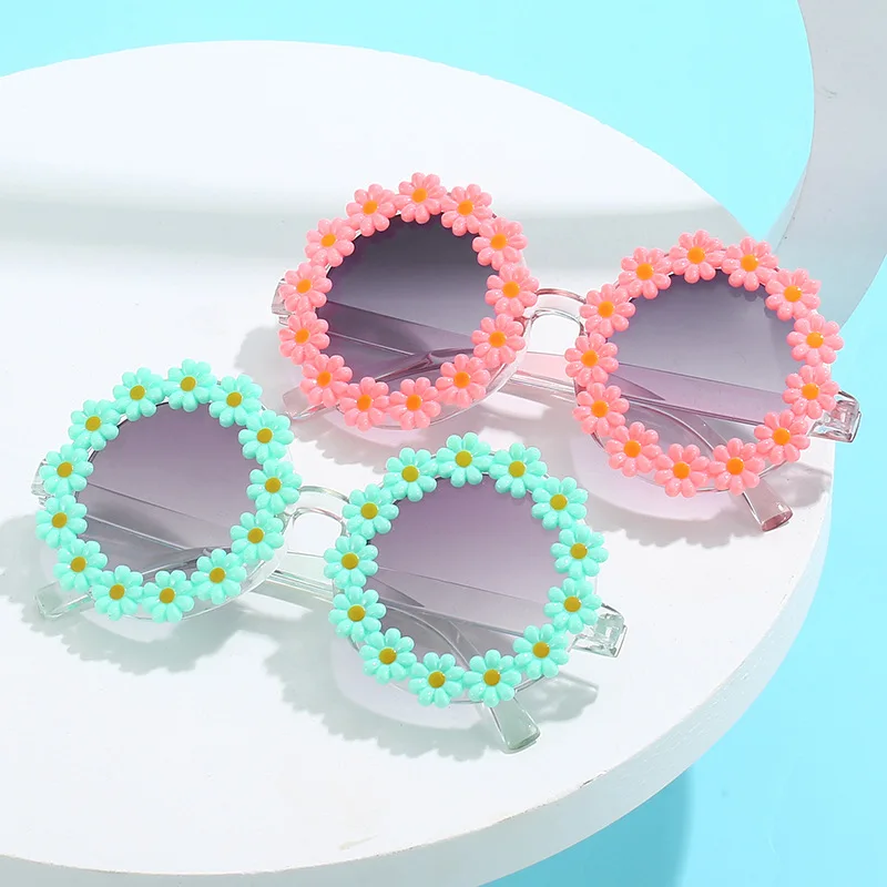 New Cute Flower Children's Sunglasses for Boys and Girls Round Little Daisy Sunglasses Baby Fashion Sunglasses Outing Sun Visor